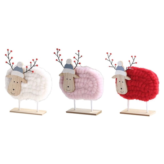 WAXCMXYH Nordic Christmas Sheep Felt Ornaments Elk Old Man Snowman Wool Felt Small Christmas Doll Finished Decoration Tree Sheep