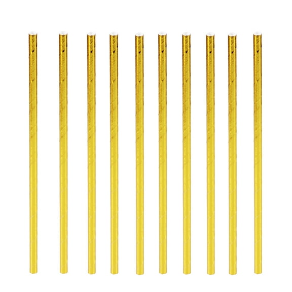 GOOHOCHY Golden Biodegradable Paper Straws for Drinking at Parties Great for Smoothies Coffee Tea Holiday Cocktails 100pcs