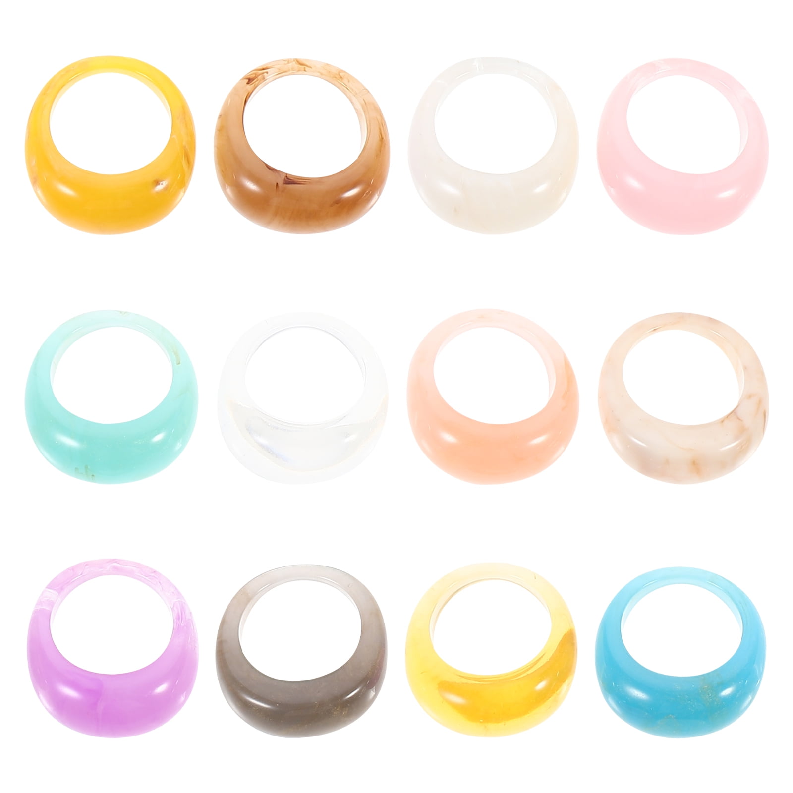 Resin Rings Insert Mobutofu Resin Rings Acrylic Chunky Geometric Retro Style Banquet Party ...