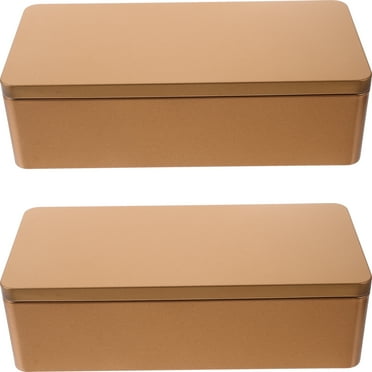 WAXIAYU 2 Metal Rectangular Tin Boxes with Lid for Storage