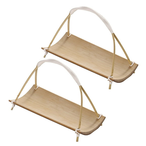 Mobutofu Japanese Retro Style Bamboo Platters Dining Table Addition 2Pcs 7.47X5.11X3.14in