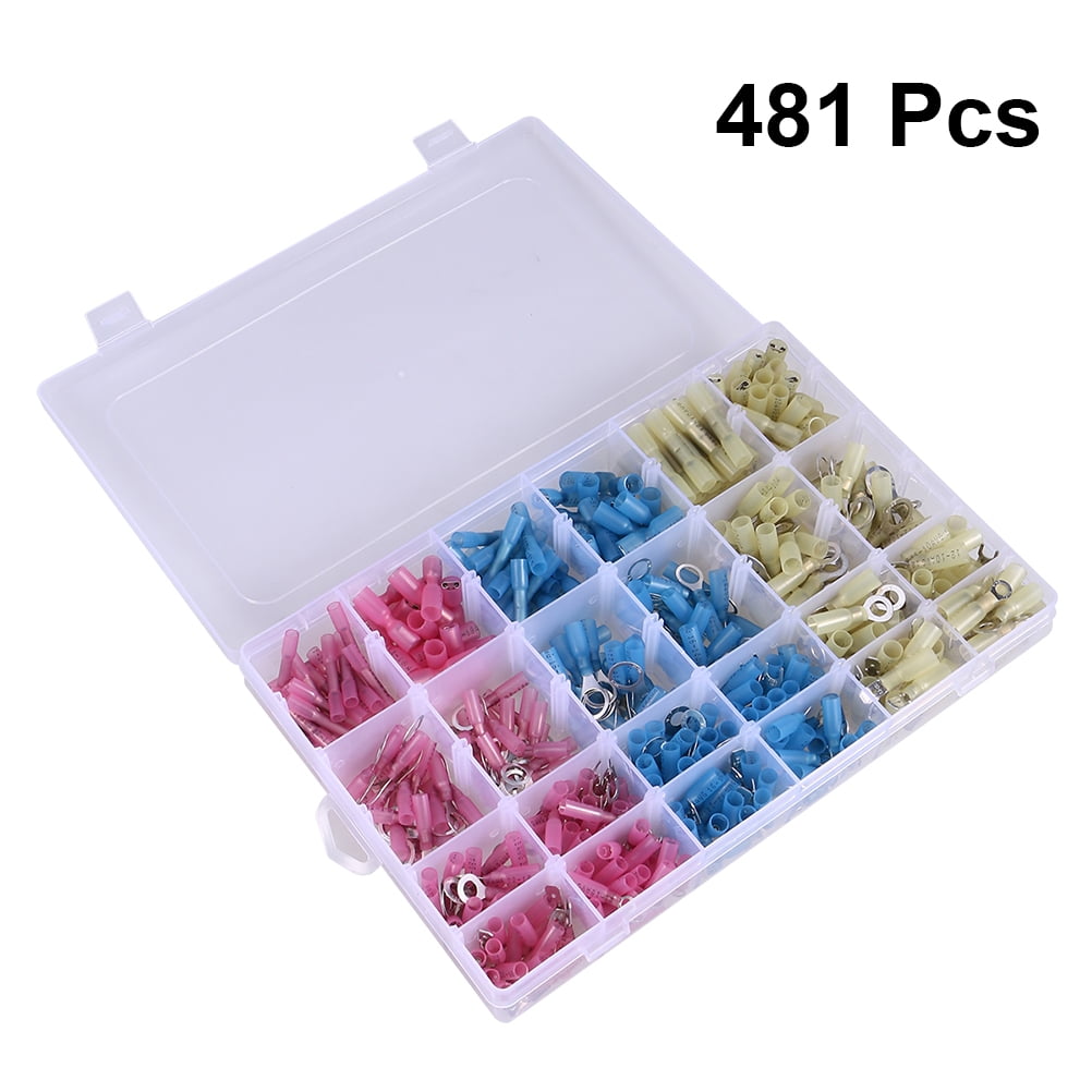 Mobutofu 481Pcs Insulated Waterproof Crimp Assorted Color Electrical Connector Tube for Marine Applications