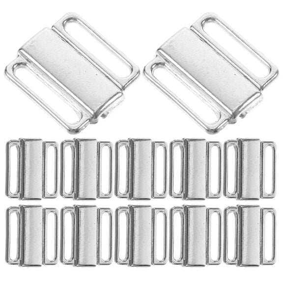 WAXIAYU 50 Metal Tape Closures Waist Extender Hooks for DIY Craft Bra Swimsuit (Silver)