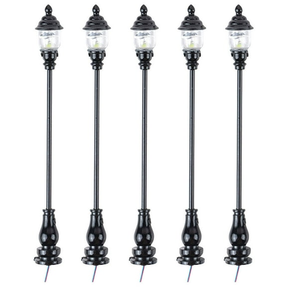 WAXIAYU 5pcs Mini Solar LED Street Lights for Miniatures Garden - 1:100 Scale