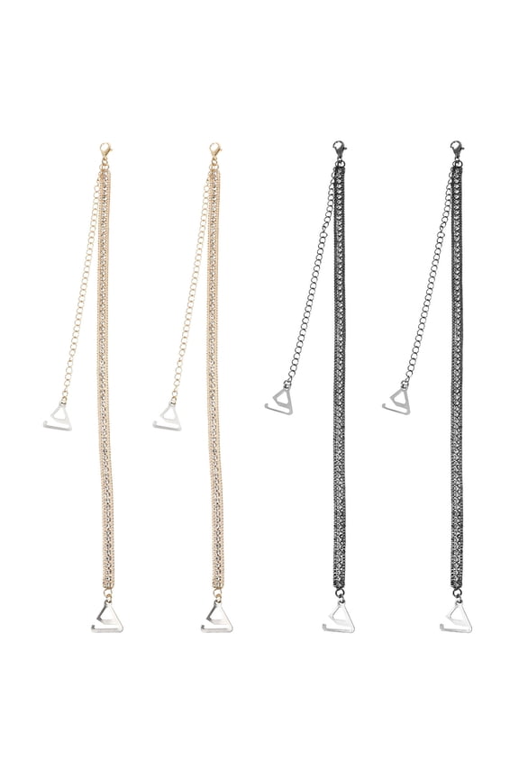 2Pairs Adjustable Black Rhinestone Bra Straps with Anti-Slip Design for Elegant Lingerie Decor