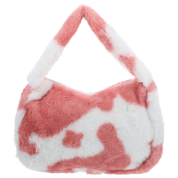 Mobutofu Adorable Lady Bag Pink Plush For Women Party Shopping Travel 1Pcs 9.8X6.3X2.8In
