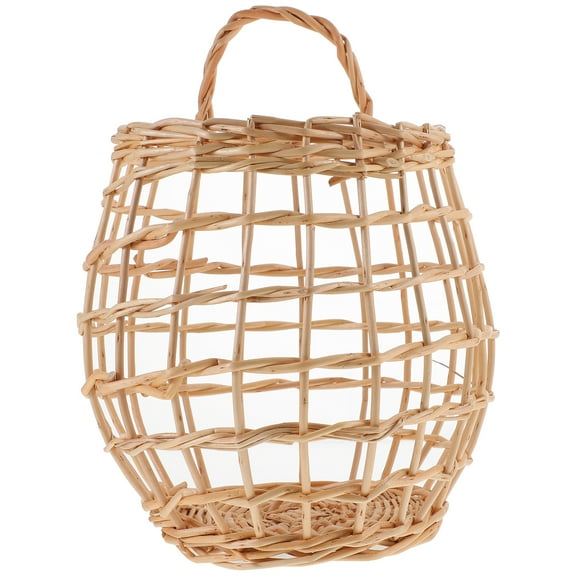 WAXIAYU Handwoven Rattan Onion Egg Basket Garlic Container Vintage Boho Kitchen Storage