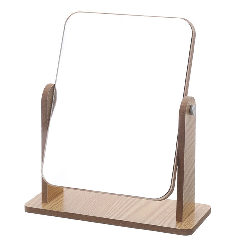 Desktopmirror WAXIAYU High Definition Makeup Mirror Wooden Rotatable Mirror Desktop ...