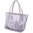 thumbnail image 1 of WAXIAYU Patterned Clear Tote Bag Zippered 2 IN 1 Beach Handbag Purple, 1 of 6