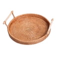 thumbnail image 1 of WAXIAYU Round Rattan Serving Tray with Handles Ottoman Platter Hand- Woven Wicker Storage Plate for Breakfast Drinks Snack Fruit Vegetables Size, 1 of 8