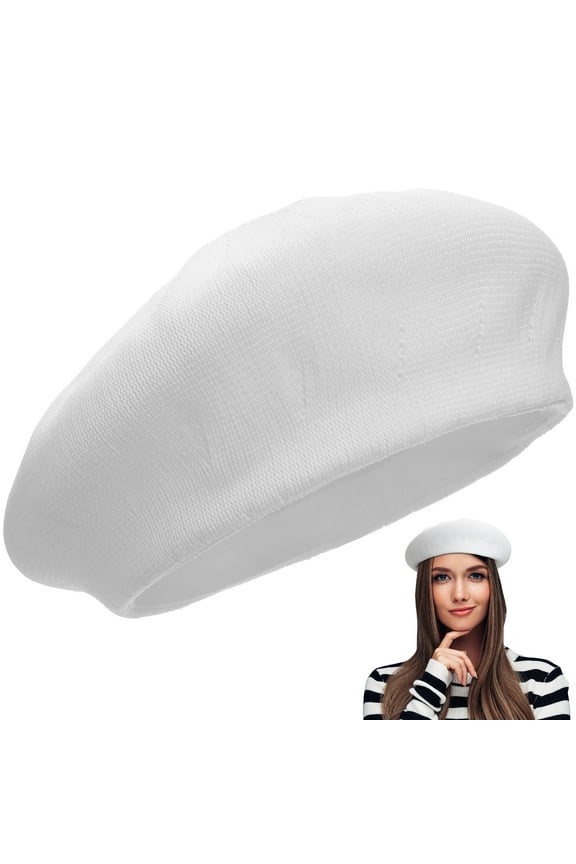 Spring Summer Beret All-Match Sun Protection Hat Fashion Painter Hat for Adults (White)