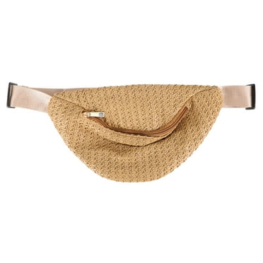 WAXIAYU Summer Raffia Fanny Pack for Women - Straw Woven Waist Bag