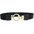 thumbnail image 1 of WAXIAYU Women' Elastic Stretch Belt with Golden Round Buckle (Black), 1 of 7