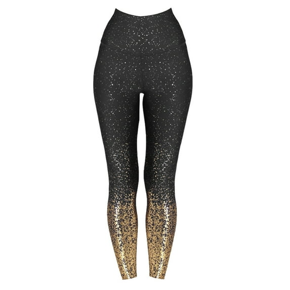 WAXIAYU Yoga Leggings High Waisted Sequin 7/8 Length Running Pants
