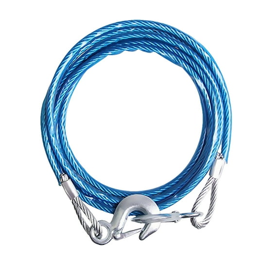 WAXIAYUZ 1PC 4M Car Hauling Cable Sturdy Car Trailer Rope 5 Tons Car Special Winch Rope with Hooks Thicken Car Trailer Rope Silver