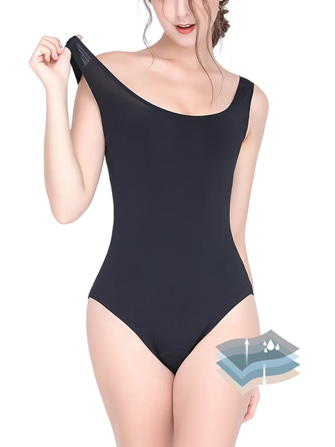 WAXJJDW Period Swimwear One Piece Leak Proof Menstrual Women's Conservative Athletic Bathing