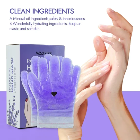 WAXKISS Grapefruit Lavender scent Moisturizing Paraffin Hand Masks - Reusable 1-Pair Spa Gloves for Instant Softness & Hydration