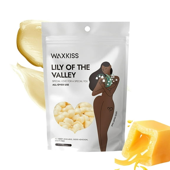 WAXKISS Love Heart Wax Beads for Hair Removal - 1.1lb Professional Lily of the Valley Wax Beans for All Skin,Good Adhesion,Strips Free,White