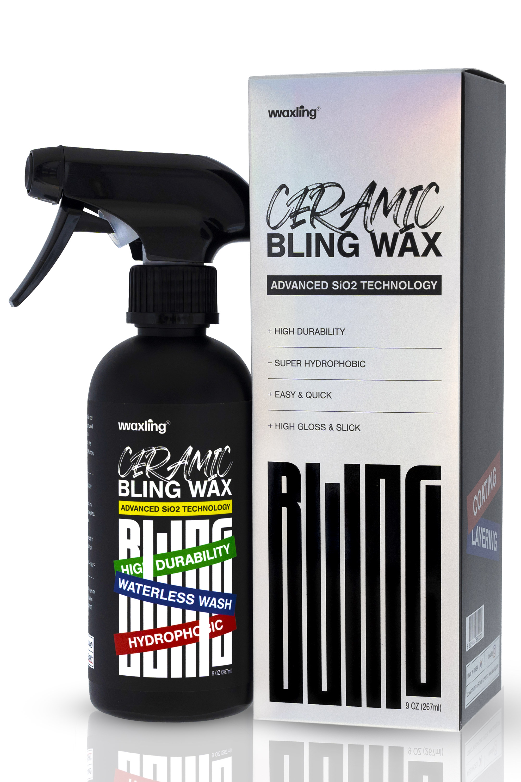 WAXLING Ceramic Bling Wax, Ceramic Coating Car Wax, Waterless Car Wash &  Car Wax Polish, Hydrophobic Car Wax Spray for High Durability, Gloss,  Slick