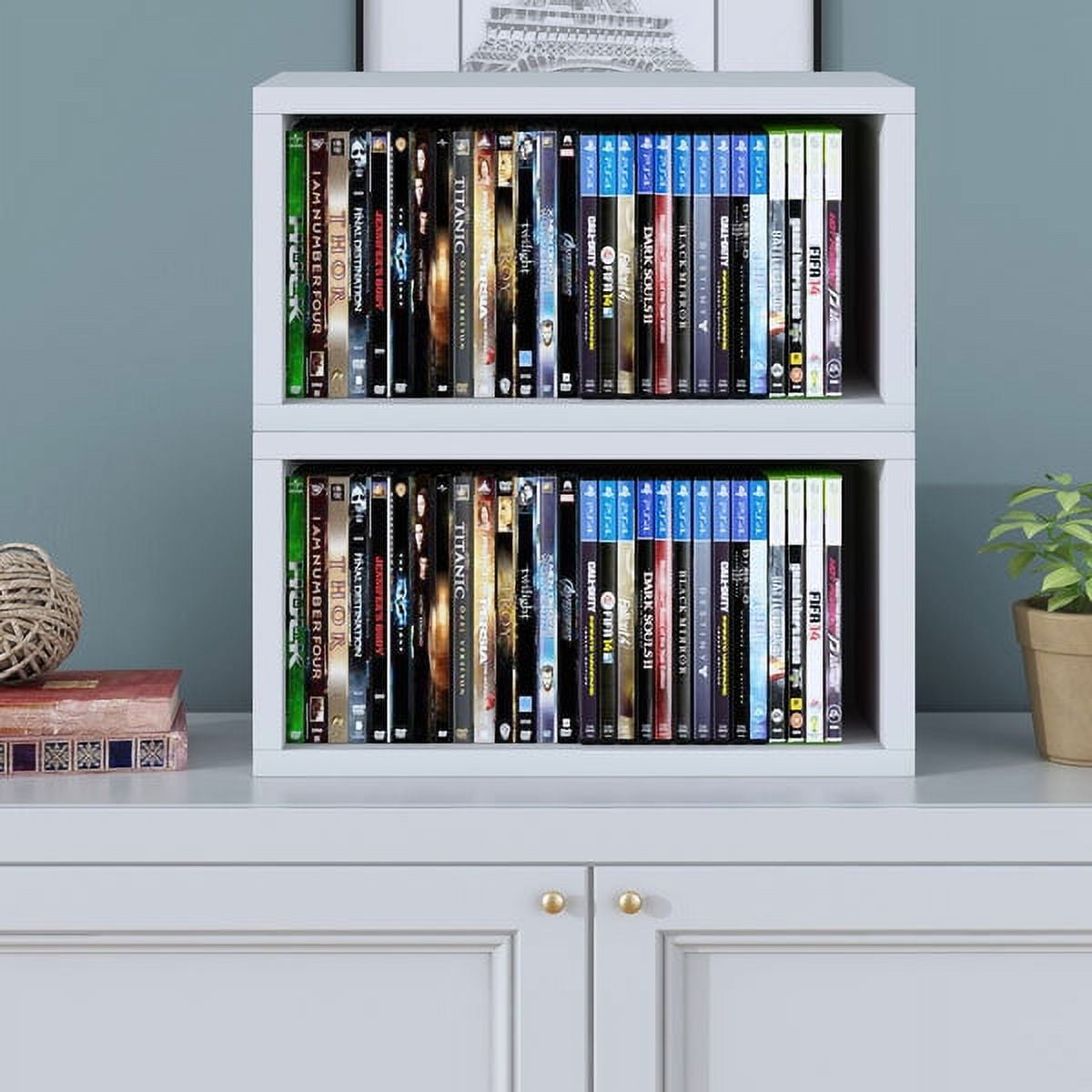 WAY BASICS 2 Pack Media Storage DVD Rack Shelf Holds 30 PS5 Game