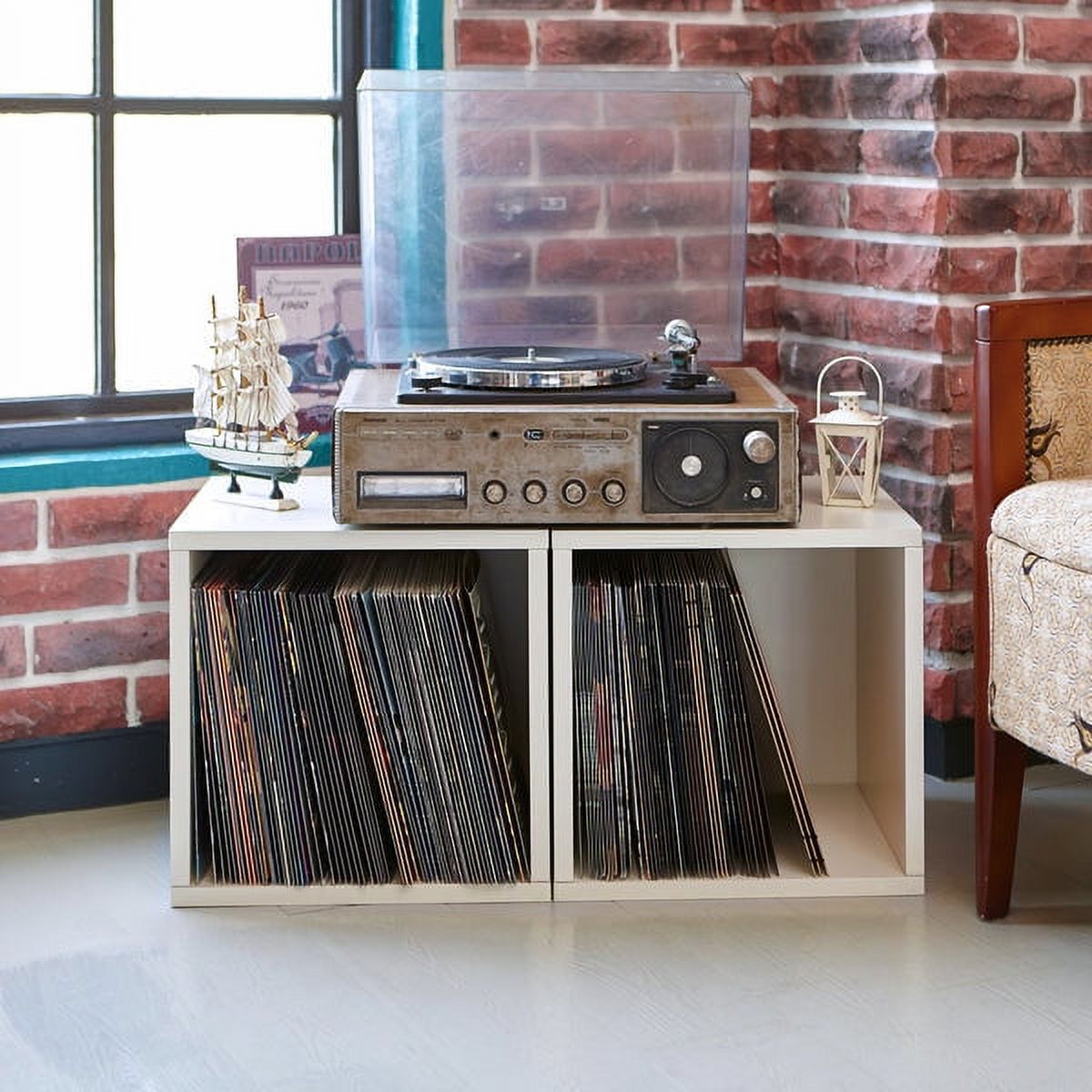 WAY BASICS 2 Pack Vinyl Storage Turntable Stand Organizer Shelf Fits