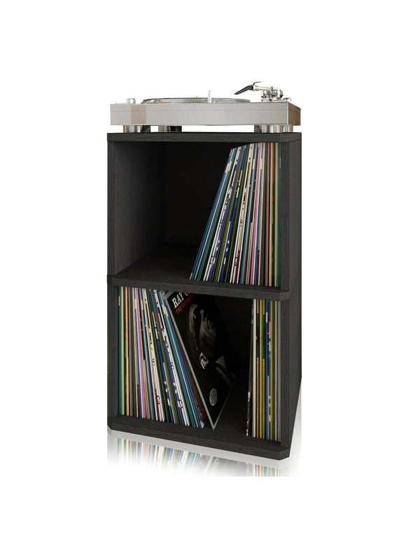 WAY BASICS 2-Shelf Cube Book Case Vintage Vinyl Record Album (Fits Up To 170 LP)