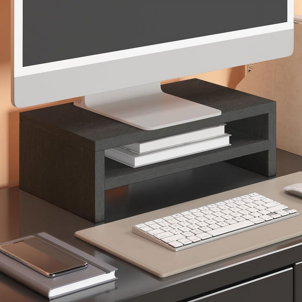 Charcoal Black Recycled Paperboard 2-Shelf Monitor Riser