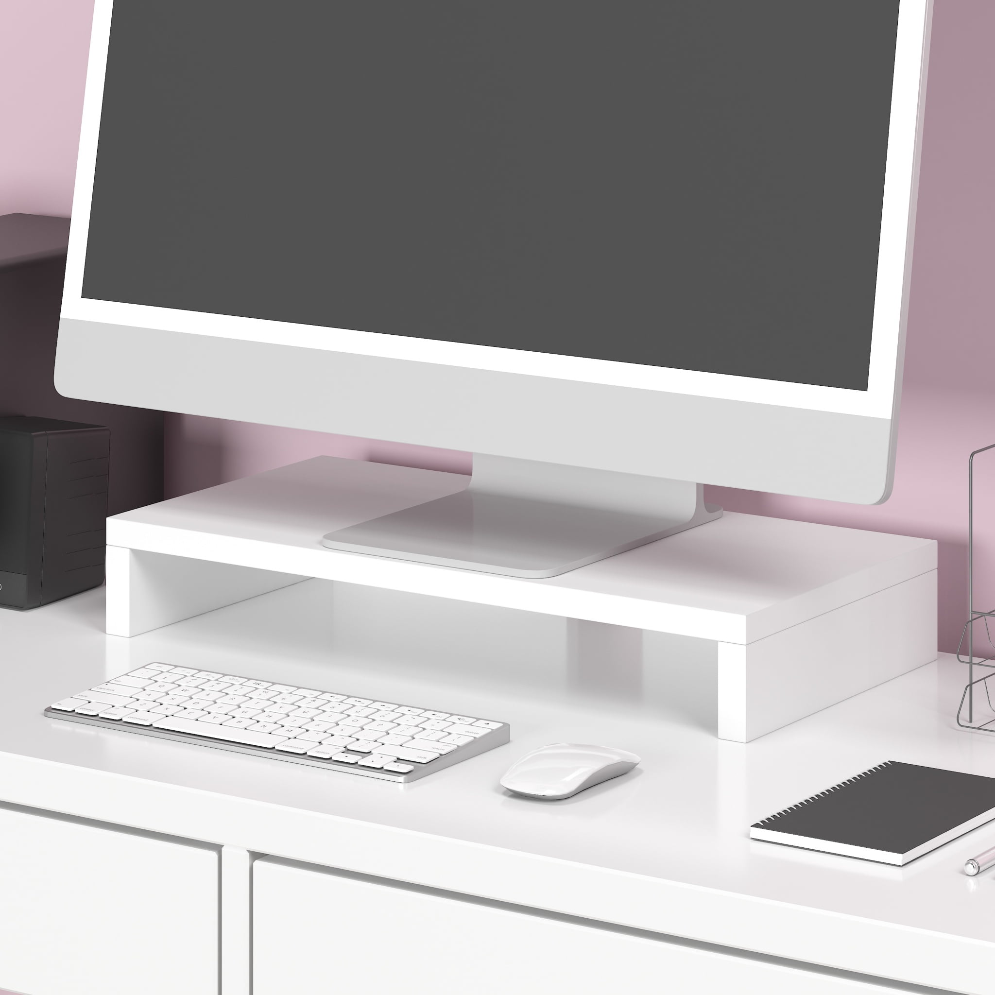 WAY BASICS Modern Computer Monitor Stand TV PC Desktop Screen Riser ...