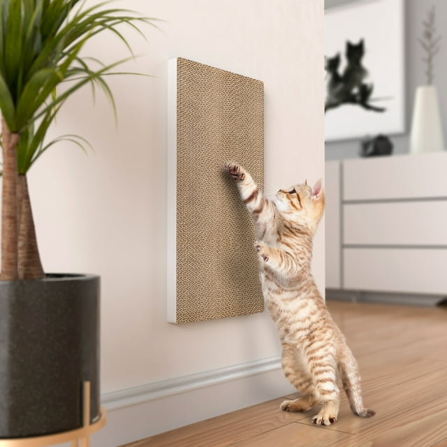 Way Basics Premium Wall Mount Scratch Pad Cat Scratcher With Silvervine