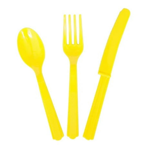 Disposable Cutlery Sets, Yellow, 24 Pieces, by Way To Celebrate