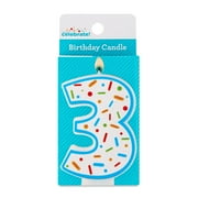Multicolor Confetti Number 3 Birthday Candle, by Way To Celebrate