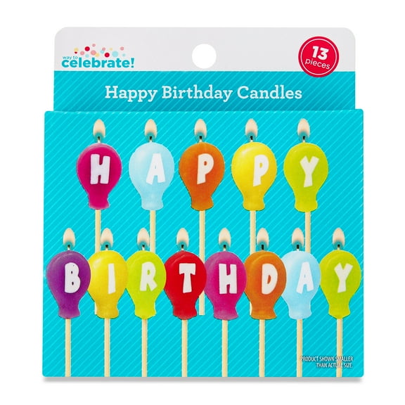 Multicolor Happy Birthday Balloon Candles Set, 13 Pieces, by Way To Celebrate