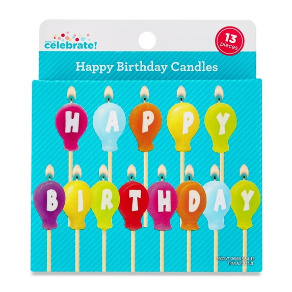 Multicolor Happy Birthday Balloon Candles Set, 13 Pieces, by Way To Celebrate