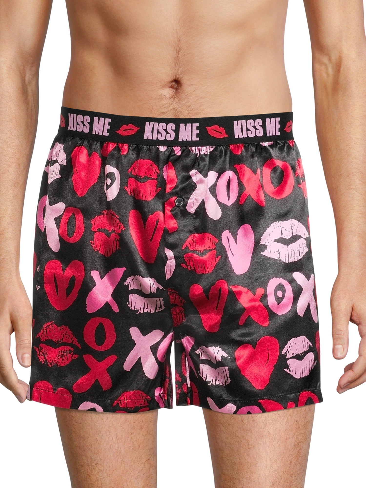 Briefly Stated Mens Red You Turn Me On Valentine's Day Kisses Boxer Short  Small