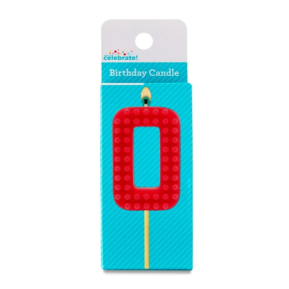 Red Building Block Number 0 Birthday Candle, by Way To Celebrate