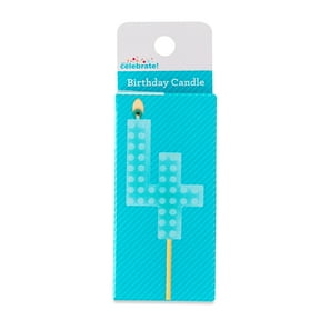 Blue Building Block Number 4 Birthday Candle, by Way To Celebrate