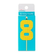 Yellow Building Block Birthday Number 8 Candle, by Way To Celebrate