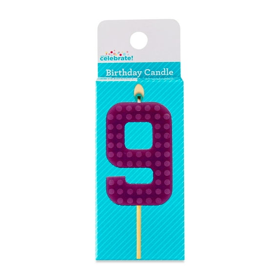 Purple Building Block Number 9 Birthday Candle, by Way To Celebrate
