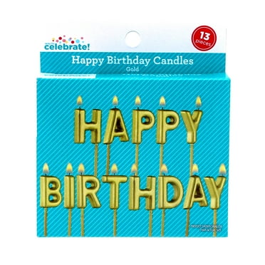 Gold Happy Birthday Candle Set, 13 Pieces, by Way To Celebrate