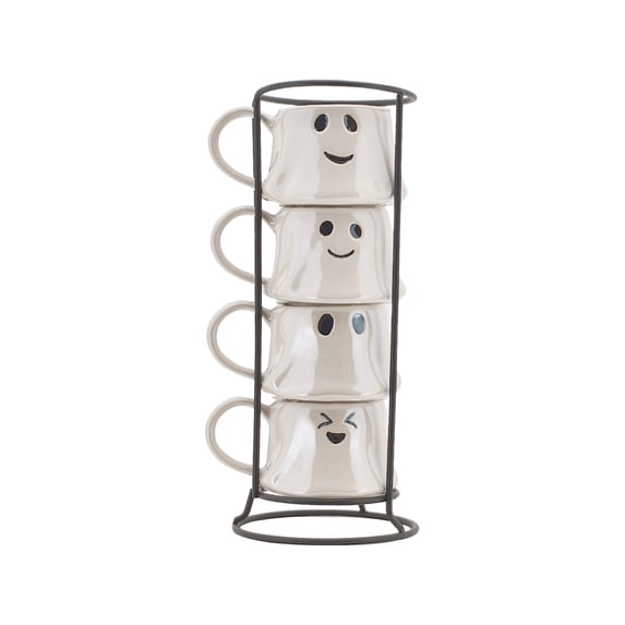 Way To Celebrate Halloween Ghost Espresso Mug Set, 4 oz, Stackable Set