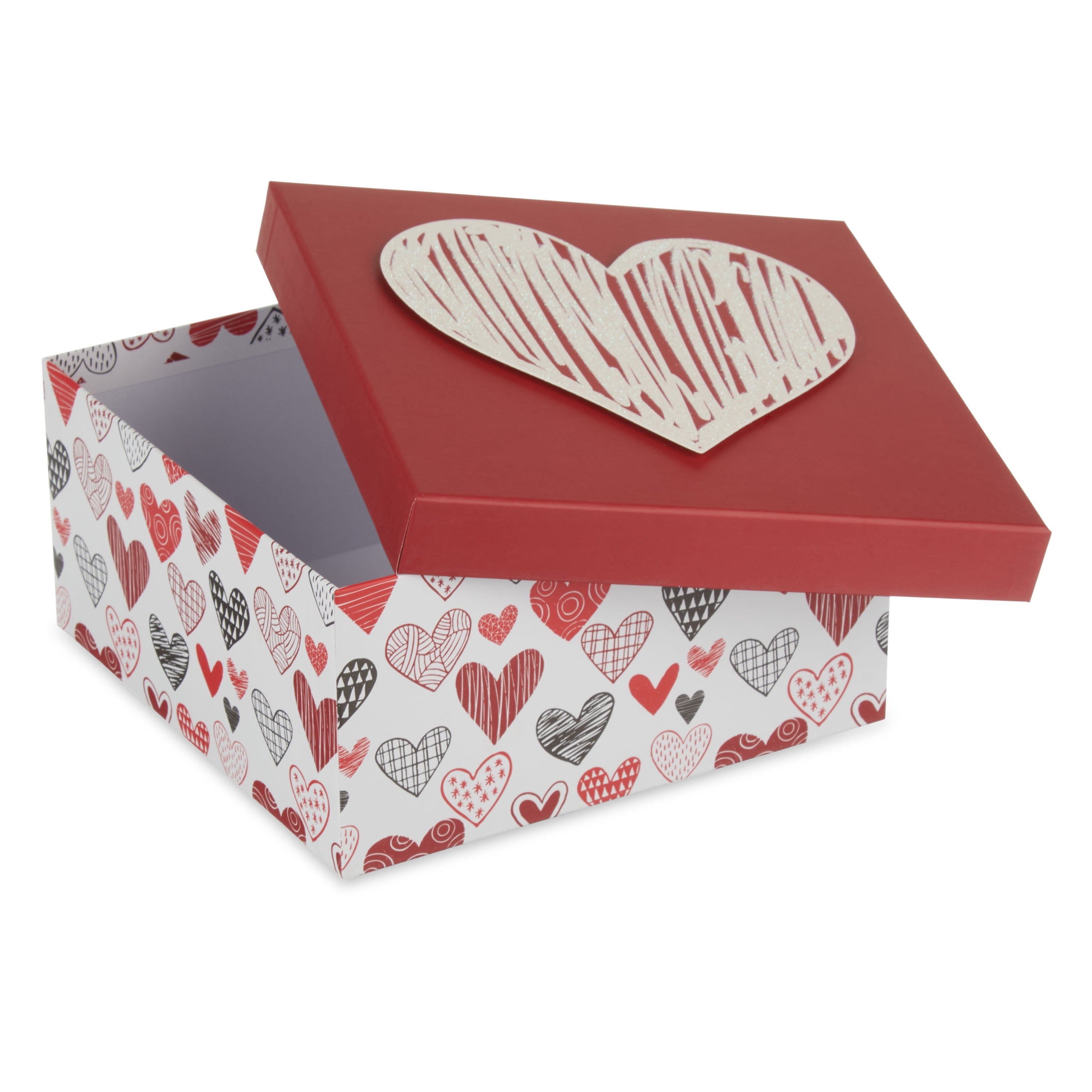 WAY TO CELEBRATE! Heart Valentine's Day Multi-Color Paper Gift Box, 8.25