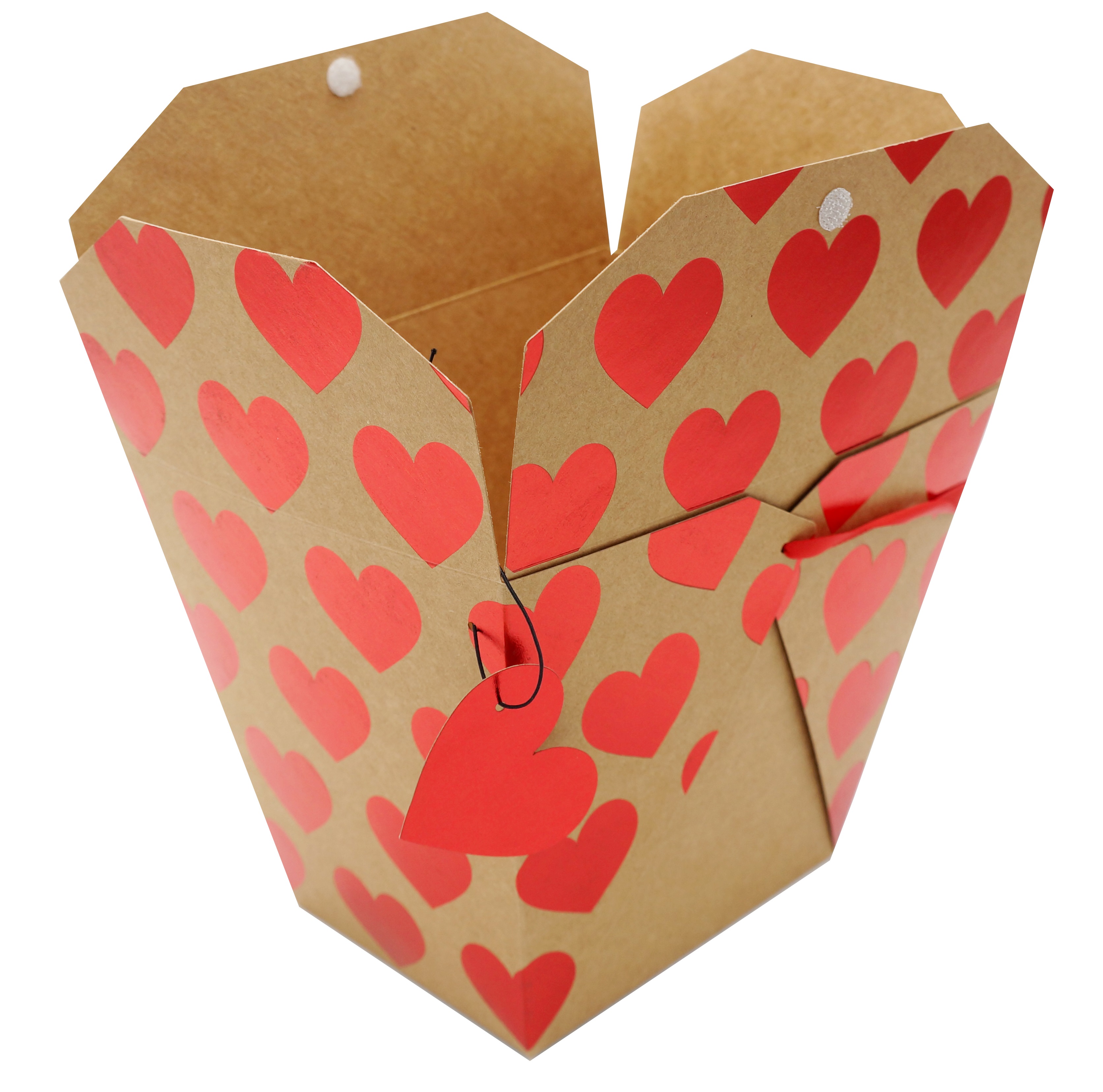 WAY TO CELEBRATE! Valentine's Day, Red and White Love Heart Gift Box,  4x4x3.75