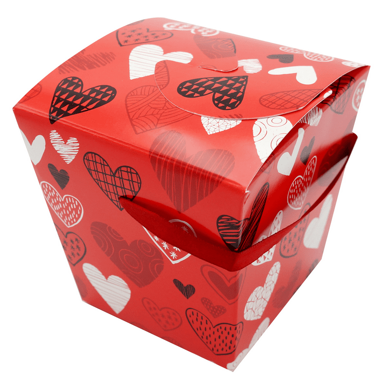 WAY TO CELEBRATE! Valentine's Day, Red Heart Takeout Gift Boxes, 4 Count