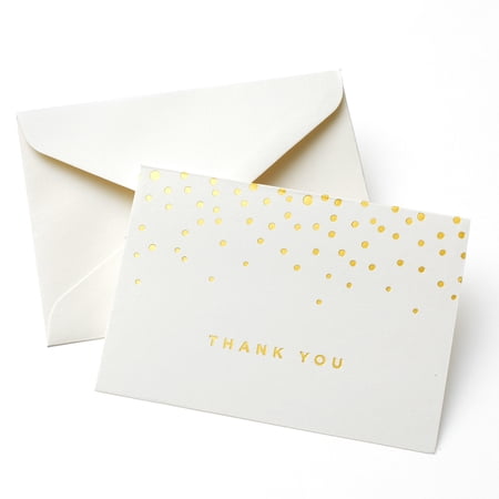 WAY TO CELEBRATE! White with Gold Dots Thank You Greeting Cardsm