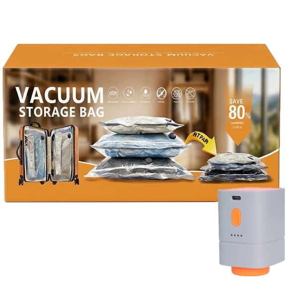 WAYCOM Vacuum Storage Space Saver Bags with Cordless Electric Pump, 15 Pack Travel Compression Bags for Clothes, Comforters