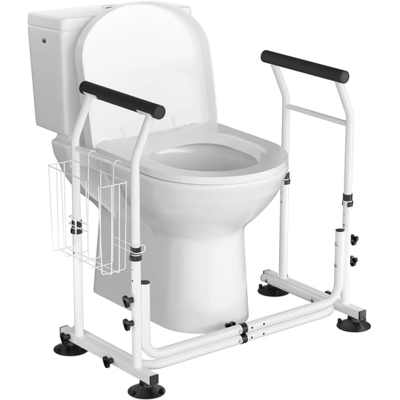 WAYES Adjustable Toilet Safety Rails, Elderly Toilet Hand Rails for Bathroom Safety, 350 lbs Capacity, Tool-Free Installation for Most Toilets