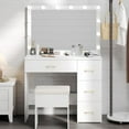 thumbnail image 1 of WAYES Makeup Vanity Set with Lighted Mirror, Charging Station, and Storage Stool, 3-Foot Bedroom Large Vanity Desk, Modern, White, 1 of 9