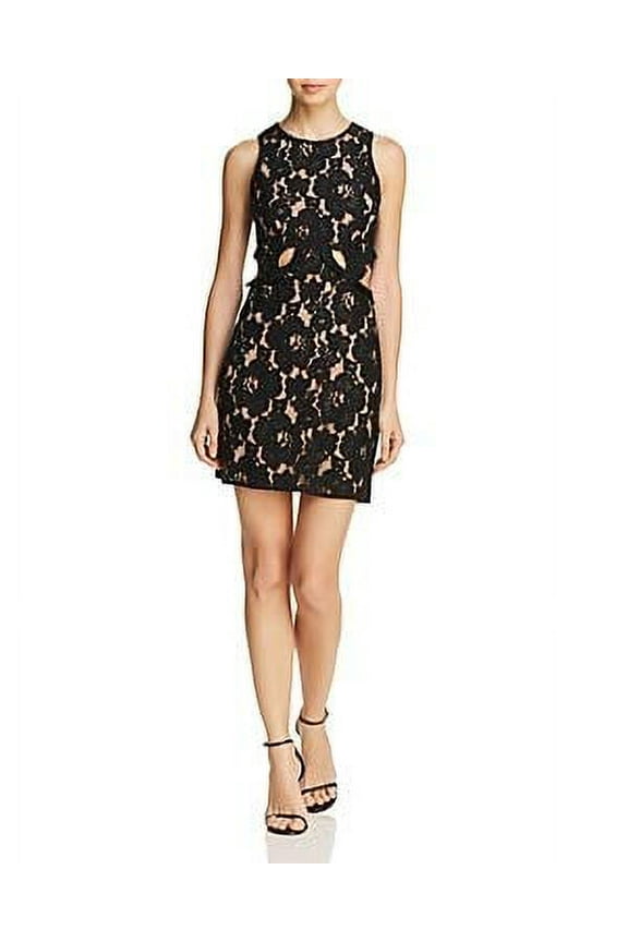 Women's Drake Cutout Lace Dress in Black/Nude (Large)