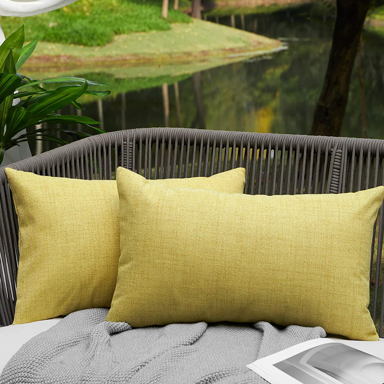 WAYIMPRESS Outdoor Pillows for Patio Furniture Waterproof Pillow Covers Square Garden Cushion