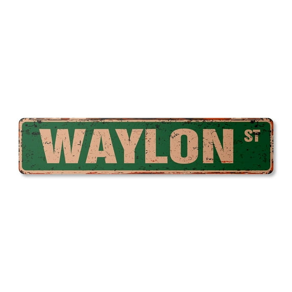 WAYLON Vintage Aluminum Street Sign Childrens Name Room Metal Sign rustic metal tin | Indoor/Outdoor | 30" Wide